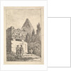 Plate 6: The Sarcophagus: two men conversing to left, another man seated and sleepi…, ca. 1763-64 by Hubert Robert