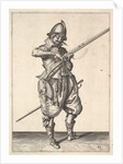 A soldier on guard shaping the match between his thumb and his forefinger, from the Marksmen s… by Unknown