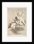 Two Cupids, One Holding Torches, mid to late 18th century by Jacques Gabriel Huquier