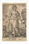 Justice, an allegorical figure holding a balance in her left hand and a sword in her right…, 1579 by Jan Wierix