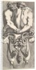 Design for a Term with Two Embracing Satyrs, from: Curieuses recherches de plusieurs beaus…, 1645 by Jean le Pautre