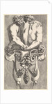 Design for a Term with Two Embracing Satyrs, from: Curieuses recherches de plusieurs beaus…, 1645 by Jean le Pautre