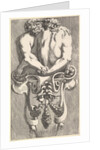 Design for a Term with Two Embracing Satyrs, from: Curieuses recherches de plusieurs beaus…, 1645 by Jean le Pautre