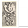 Design for a Term with Two Embracing Satyrs, from: Curieuses recherches de plusieurs beaus…, 1645 by Jean le Pautre