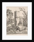 An Old Lady Sitting Near a Pillar at Side of Road, 1819 by Johann Christian Erhard