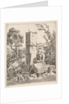 An Old Lady Sitting Near a Pillar at Side of Road, 1819 by Johann Christian Erhard