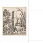 An Old Lady Sitting Near a Pillar at Side of Road, 1819 by Johann Christian Erhard