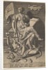 Fiducia, a seated woman holds a book and banner while turning her head away from a bare-br…, 1579 by Johann Sadeler I