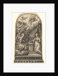 Annunciation, Mary kneels at a lectern as Gabriel approaches on a cloud from the …, ca. 1580-1600 by Johann Theodor de Bry