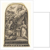Annunciation, Mary kneels at a lectern as Gabriel approaches on a cloud from the …, ca. 1580-1600 by Johann Theodor de Bry