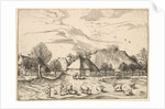 Farms, cattle with herdsmen and milkmaids in the foreground from Multifariarum casularu…, 1559-61 by Johannes van Doetecum I