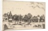Country Village, archers in the foreground from Multifariarum casularum ruriumque linea…, 1559-61 by Johannes van Doetecum I