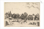Country Village, archers in the foreground from Multifariarum casularum ruriumque linea…, 1559-61 by Johannes van Doetecum I