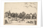 Country Village, archers in the foreground from Multifariarum casularum ruriumque linea…, 1559-61 by Johannes van Doetecum I