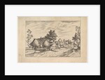 Village Street, hay stacked in front of a farm from Praediorum villarum et rusticar…, ca. 1559-61 by Johannes van Doetecum I