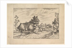 Village Street, hay stacked in front of a farm from Praediorum villarum et rusticar…, ca. 1559-61 by Johannes van Doetecum I