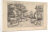 Village Street, cattle, sheep and herdsman in the foreground from Praediorum villar…, ca. 1559-61 by Johannes van Doetecum I