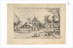 Farmstead, cows and herdsman in the foreground from Praediorum villarum et rusticar…, ca. 1559-61 by Johannes van Doetecum I