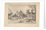 Farmstead, cows and herdsman in the foreground from Praediorum villarum et rusticar…, ca. 1559-61 by Johannes van Doetecum I