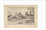 Farmstead, cows and herdsman in the foreground from Praediorum villarum et rusticar…, ca. 1559-61 by Johannes van Doetecum I