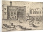 View of the Campidoglio on the Capitoline Hill, with equestrian statue at lower right, fro…, 1562 by Johannes van Doetecum I