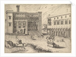 View of the Campidoglio on the Capitoline Hill, with equestrian statue at lower right, fro…, 1562 by Johannes van Doetecum I