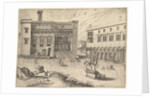 View of the Campidoglio on the Capitoline Hill, with equestrian statue at lower right, fro…, 1562 by Johannes van Doetecum I
