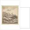 Two dogs sleeping on the ground; a plough, farm equipment, bunches of straw, and a …, ca. 1641-78 by Karel Du Jardin