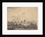 View of hillside with ruins and mountain crag beyond, in the foreground a m…, 1658 by Karel Du Jardin