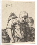 Bearded man shown in half-length with bundle slung over right shoulderblade, flanke…, ca. 1641-78 by Karel Du Jardin