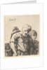 Bearded man shown in half-length with bundle slung over right shoulderblade, flanke…, ca. 1641-78 by Karel Du Jardin