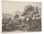 Two men standing ankle-deep in a body of water with a rocky outcrop behind them, to the le…, 1658 by Karel Du Jardin