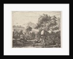 Two men standing ankle-deep in a body of water with a rocky outcrop behind them, to the le…, 1658 by Karel Du Jardin