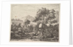 Two men standing ankle-deep in a body of water with a rocky outcrop behind them, to the le…, 1658 by Karel Du Jardin