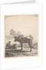 Cowherd with cow and calf on a hillside, the cowherd viewed from behind and seated in the …, 1658 by Karel Du Jardin
