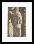 St. Paul standing under an overgrown arch, his left foot poised upon a rock, his right han…, 1545 by Lambert Suavius
