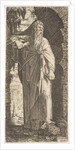 St. Paul standing under an overgrown arch, his left foot poised upon a rock, his right han…, 1545 by Lambert Suavius