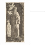St. Paul standing under an overgrown arch, his left foot poised upon a rock, his right han…, 1545 by Lambert Suavius