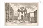 Plate 38: View of the facade of the church of St. Roch and at left the facade of the Schoo…, 1703 by Luca Carlevarijs