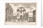 Plate 38: View of the facade of the church of St. Roch and at left the facade of the Schoo…, 1703 by Luca Carlevarijs