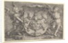 Coat of Arms with a Mask, Held by Two Genii, 1527 by Lucas van Leyden
