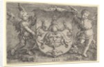 Coat of Arms with a Mask, Held by Two Genii, 1527 by Lucas van Leyden