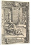 Jael Killing Sisera, ornamental frame, ca. 1517 by Lucas van Leyden