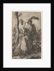 Lord and lady walking with figure of death hiding behind a tree, holding an hourg…, ca. 1500-1534 by Marcantonio Raimondi