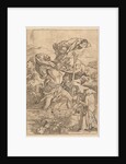 Saint Christopher crossing the river with Christ in the form of a putto on his sh…, ca. 1500-1534 by Marcantonio Raimondi