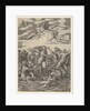 Galatea standing in a water-chariot pulled by two dolphins, surrounded by tritons, nere…, 1515-16 by Marcantonio Raimondi