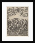 Galatea standing in a water-chariot pulled by two dolphins, surrounded by tritons, nere…, 1515-16 by Marcantonio Raimondi