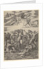 Galatea standing in a water-chariot pulled by two dolphins, surrounded by tritons, nere…, 1515-16 by Marcantonio Raimondi