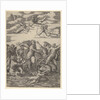 Galatea standing in a water-chariot pulled by two dolphins, surrounded by tritons, nere…, 1515-16 by Marcantonio Raimondi