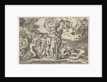 Judgment of Paris: Paris extends his hand toward Venus, who stands between Juno and…, ca. 1520-50 by Marcantonio Raimondi
